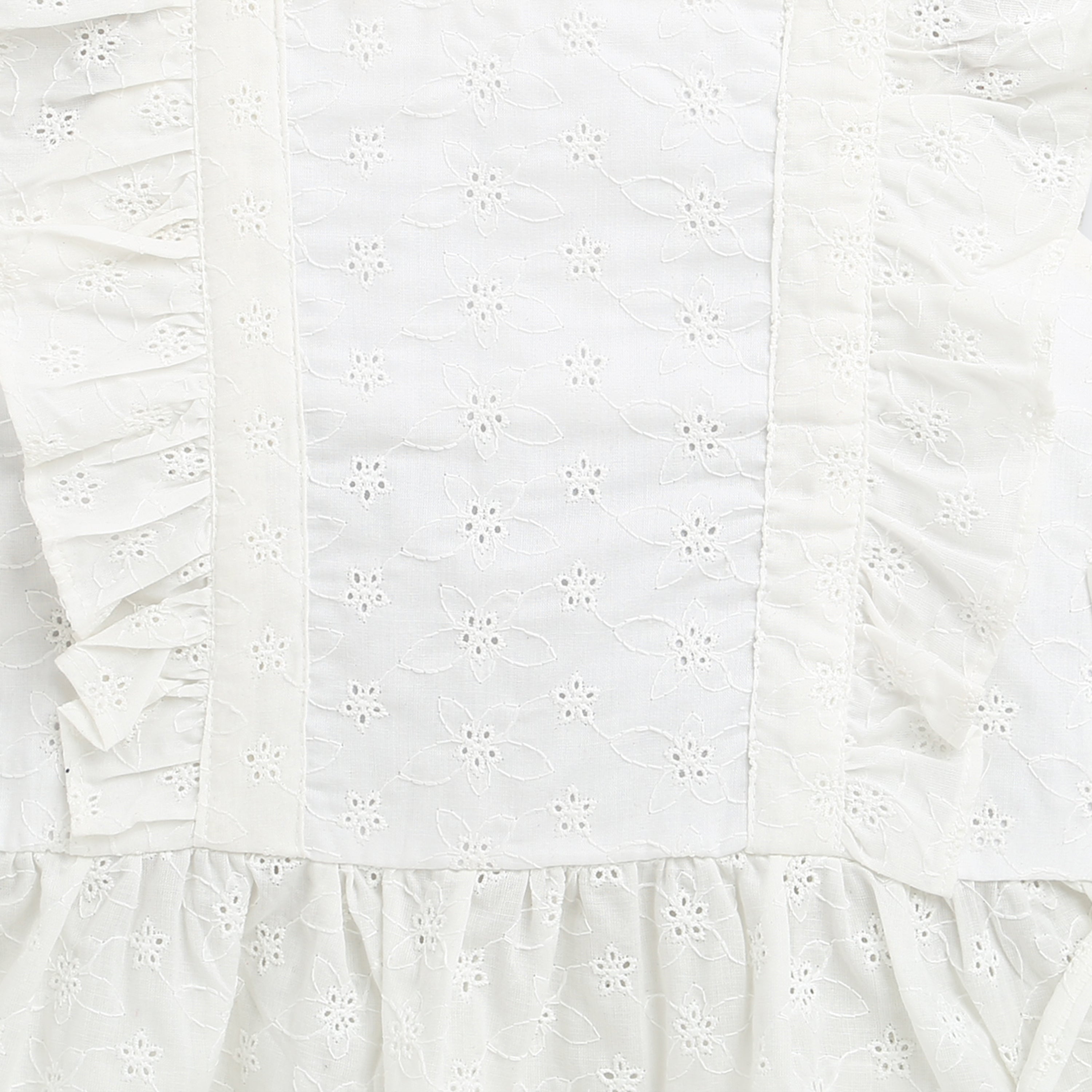 White Eyelet Frill Strap Top