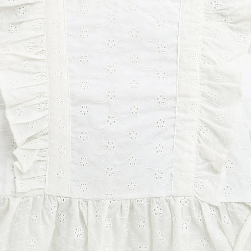 White Eyelet Frill Strap Top TG6346
