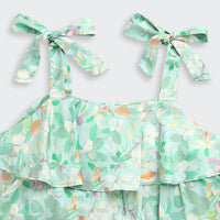 Mint Floral Bow Tie Strap Top