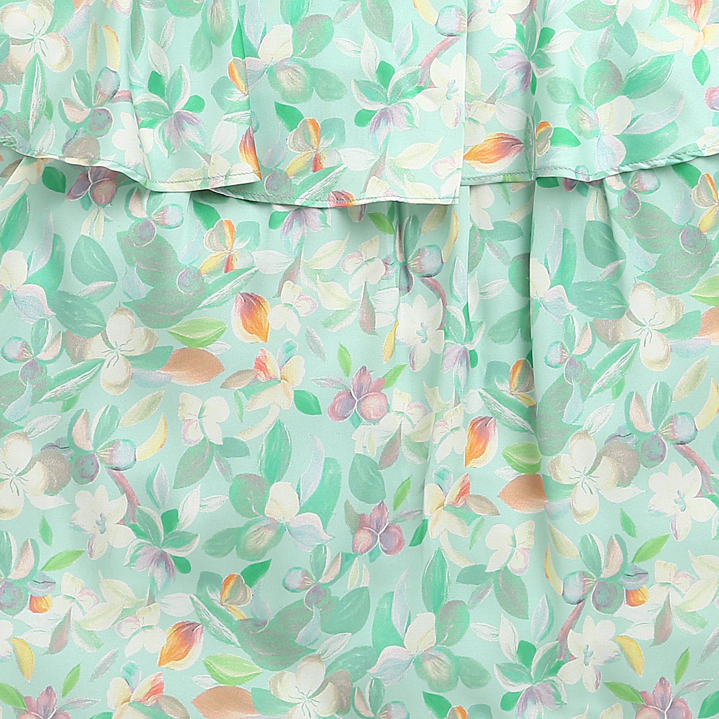 Mint Floral Bow Tie Strap Top