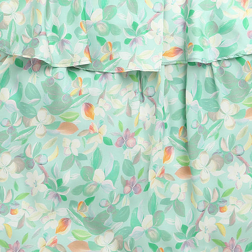 Mint Green Floral Bow Tie Strap Top TG6347