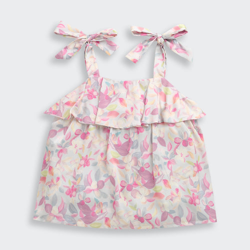 Pink Pastel Floral Bow Tie Strap Top TG6347