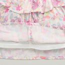 Tiny Girl Pink Floral Ruffle Top with Tie-Up Shoulder Straps
