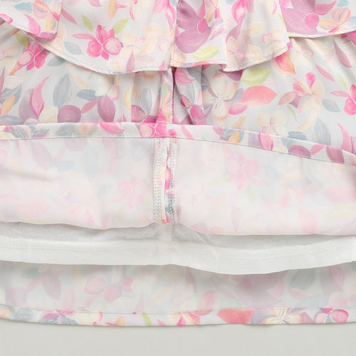 Pink Pastel Floral Bow Tie Strap Top TG6347
