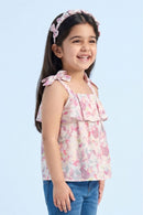 Pink Pastel Floral Bow Tie Strap Top TG6347