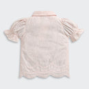 Peach Blossom Lace Puff-Sleeve Shirt TG6348