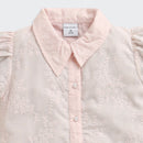 Peach Blossom Lace Puff-Sleeve Shirt TG6348