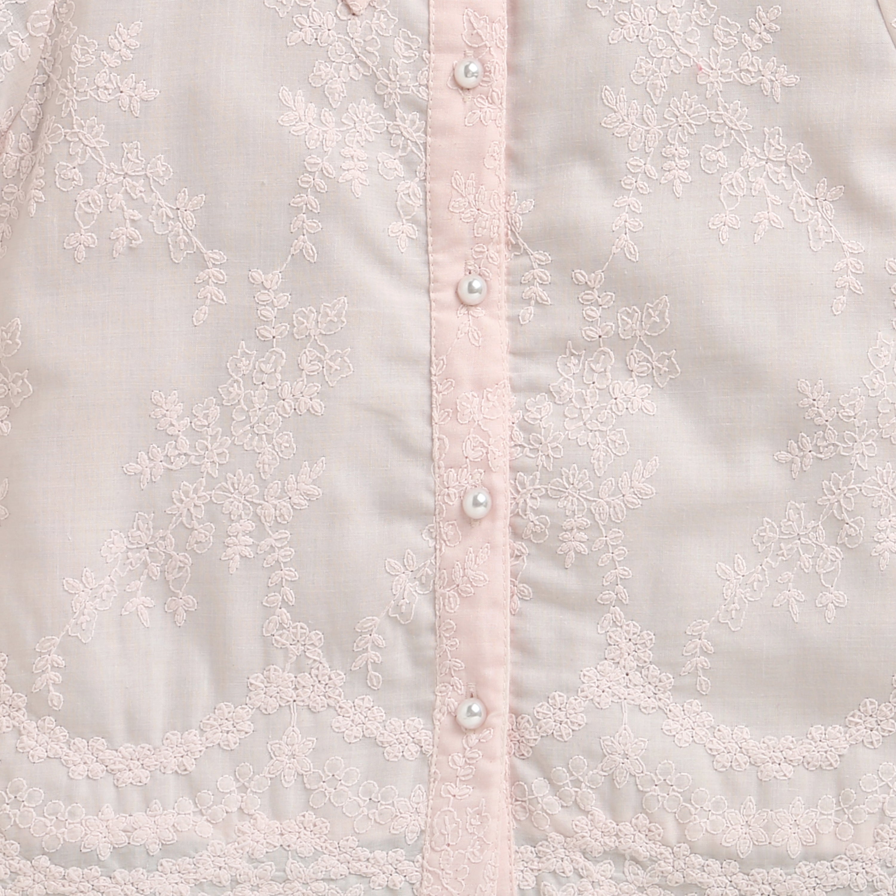Peach Blossom Lace Puff-Sleeve Shirt TG6348