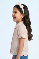 Peach Blossom Lace Puff-Sleeve Shirt TG6348