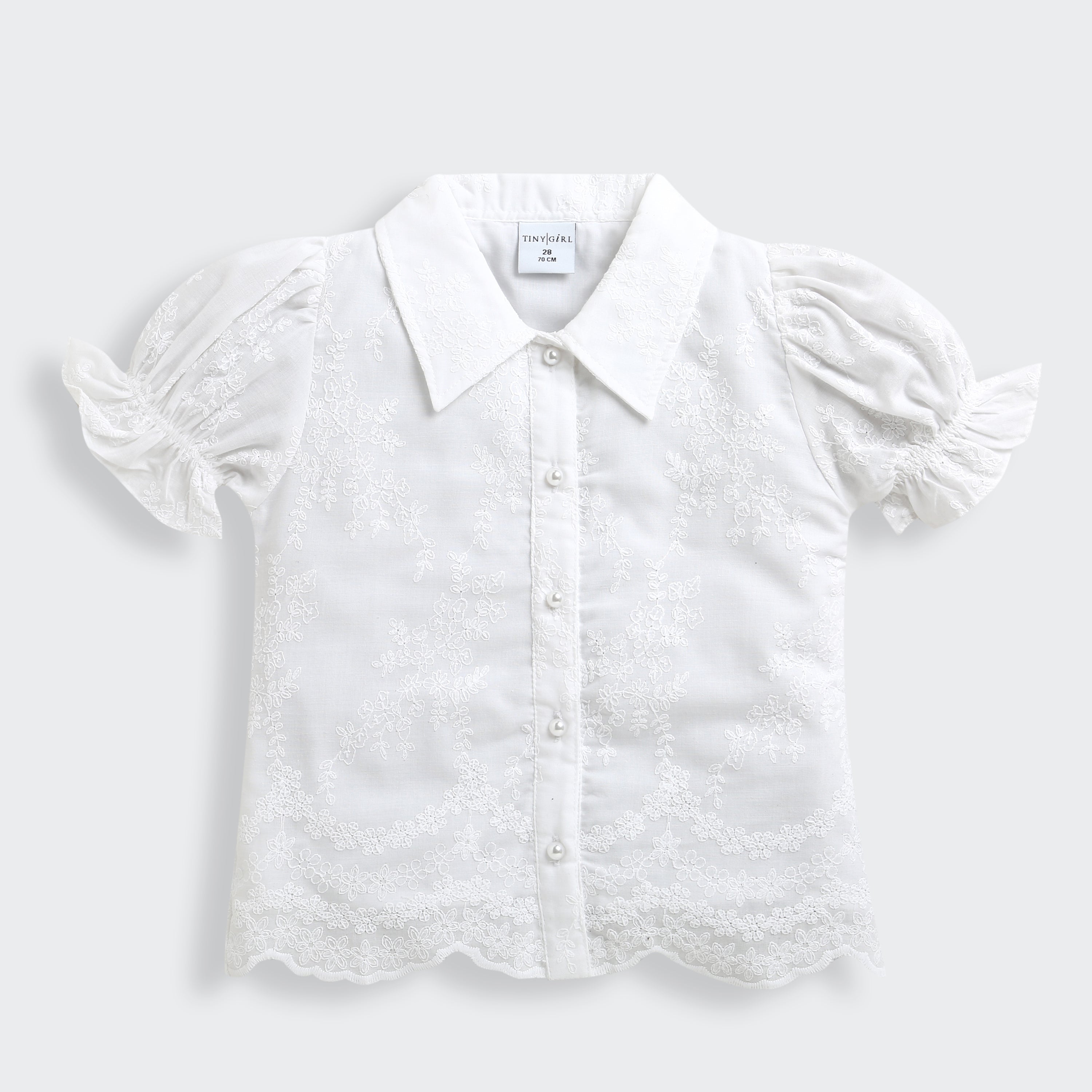 White Embroidered Floral Shirt TG6348