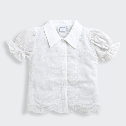 White Embroidered Floral Shirt TG6348