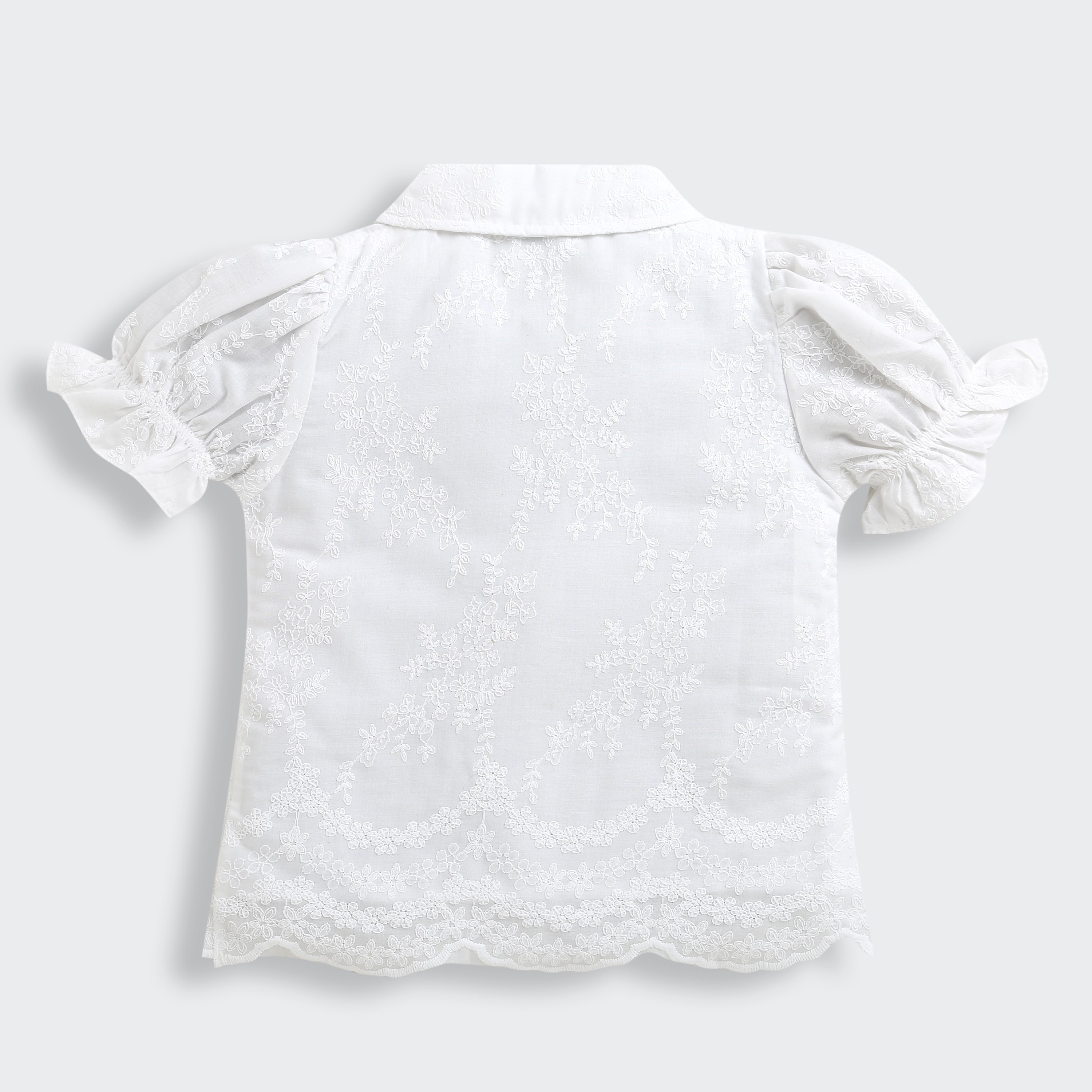 White Embroidered Floral Shirt TG6348