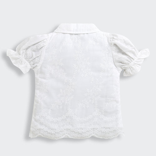 White Embroidered Floral Shirt TG6348