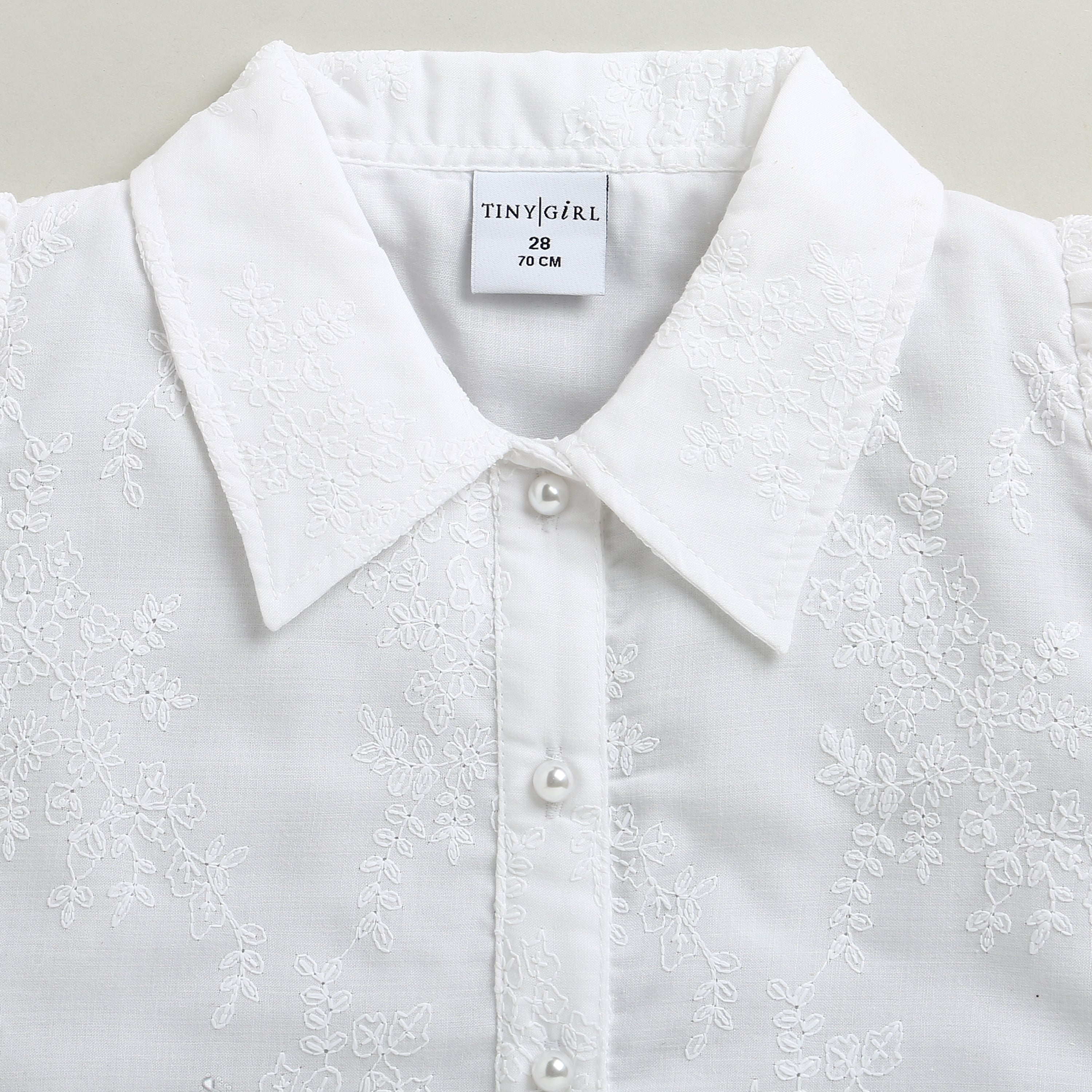 White Embroidered Floral Shirt TG6348
