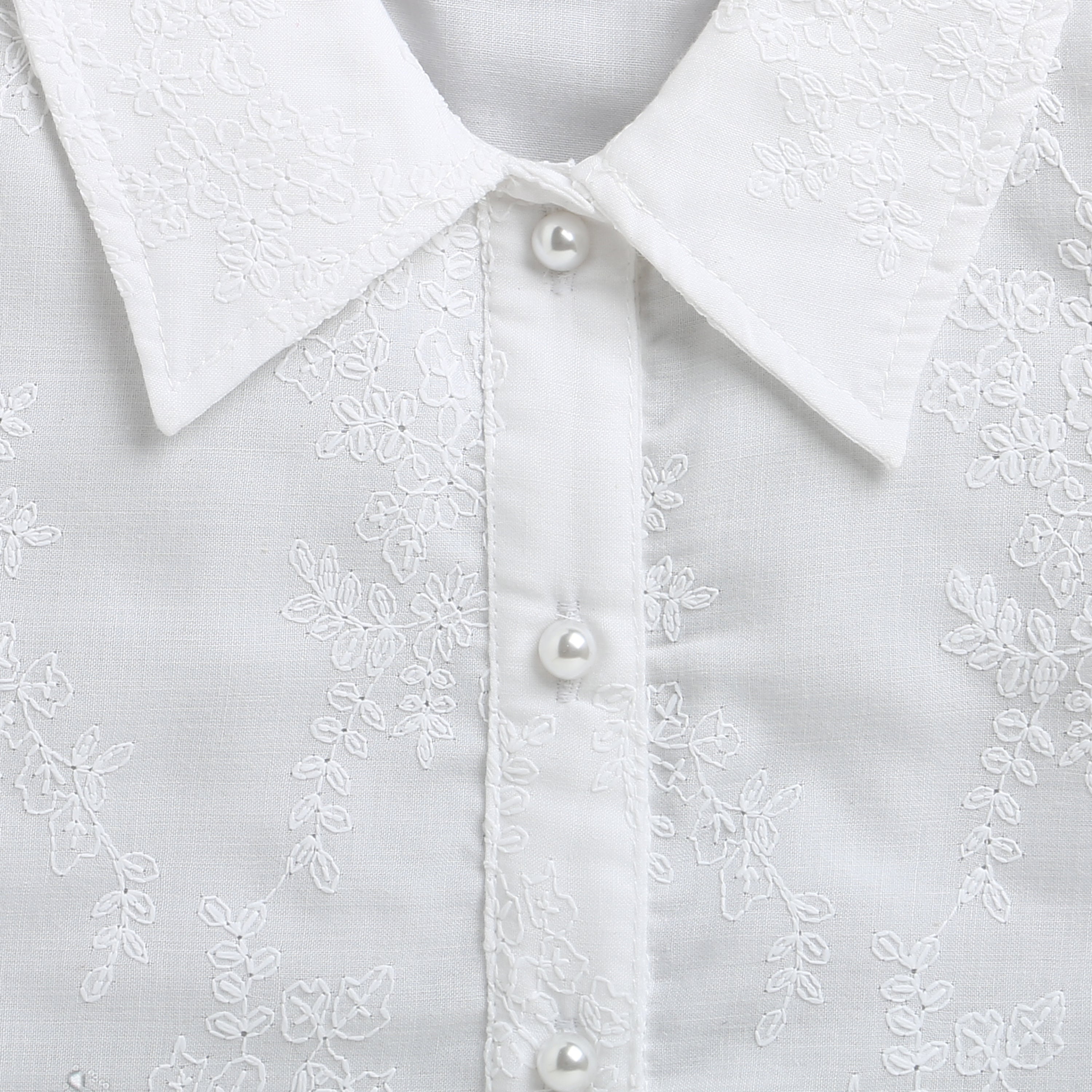 White Embroidered Floral Shirt TG6348