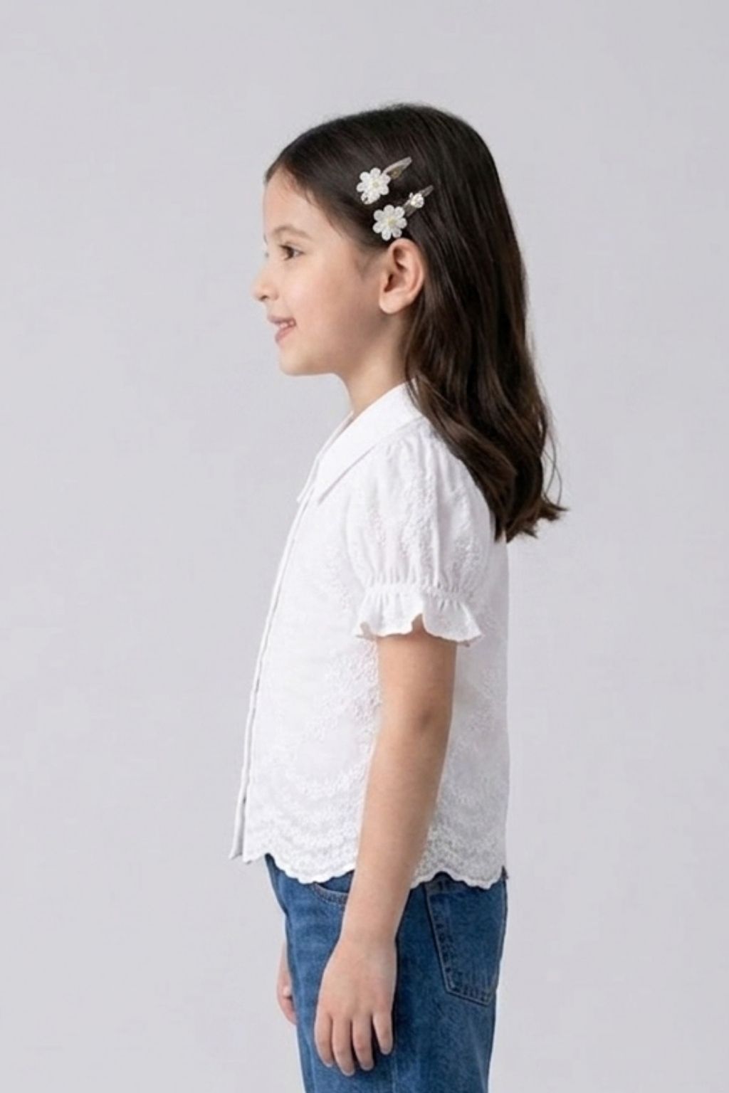 White Embroidered Floral Shirt TG6348