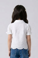 White Embroidered Floral Shirt TG6348
