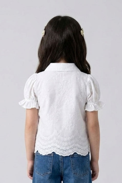 White Embroidered Floral Shirt TG6348
