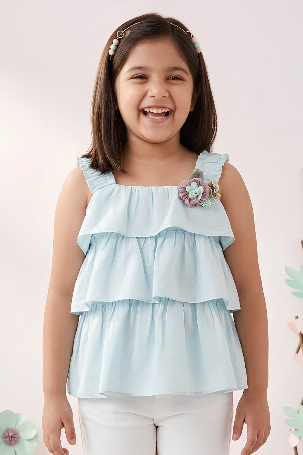 Sky Blue Layered Ruffle Dress TG6351