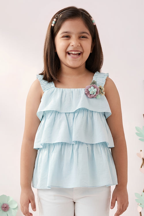 Sky Blue Layered Ruffle Dress TG6351