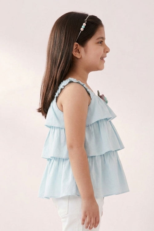 Sky Blue Layered Ruffle Dress TG6351