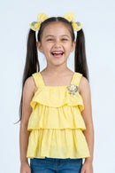 Yellow Ruffle Strap Tier Top TG6351