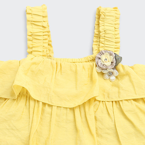 Yellow Ruffle Strap Tier Top TG6351