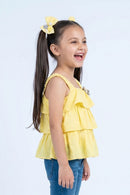 Yellow Ruffle Strap Tier Top TG6351
