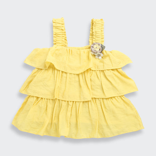 Yellow Ruffle Strap Tier Top TG6351