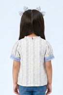 Blue Elegant Lace Floral Top TG6355