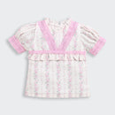 Pink Lace Trim Floral Top for Girls