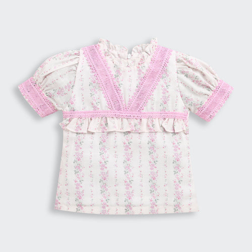 Pink Elegant Lace Floral Top TG6355