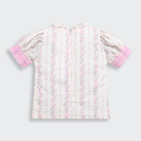 Pink Lace Trim Floral Top for Girls