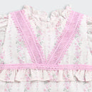Pink Lace Trim Floral Top for Girls