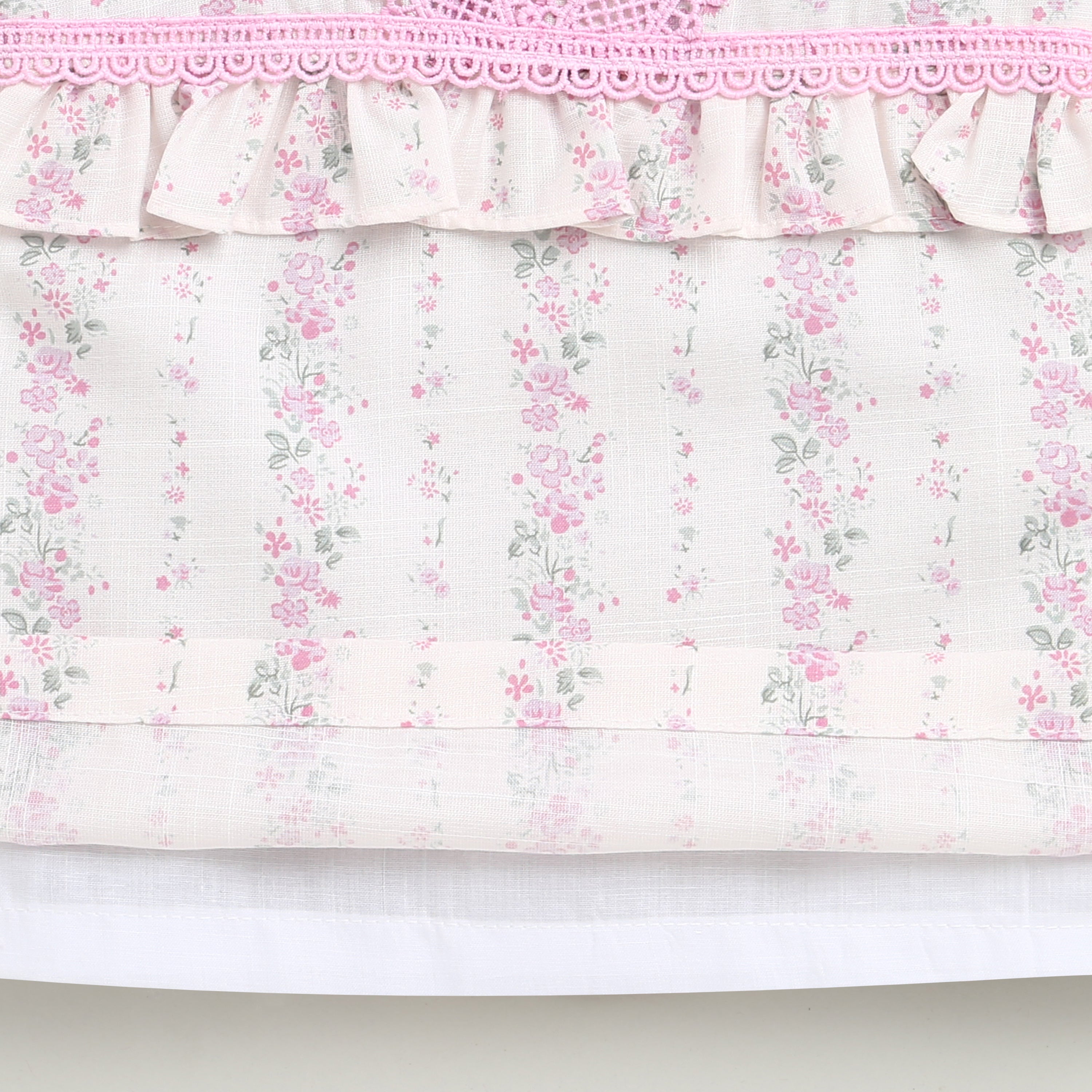 Pink Lace Trim Floral Top for Girls