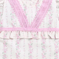 Pink Lace Trim Floral Top for Girls