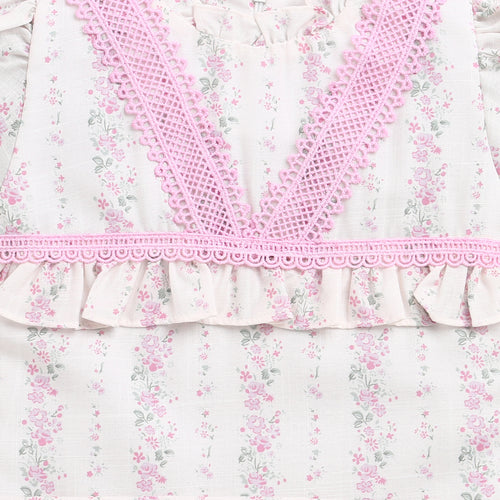 Pink Elegant Lace Floral Top TG6355