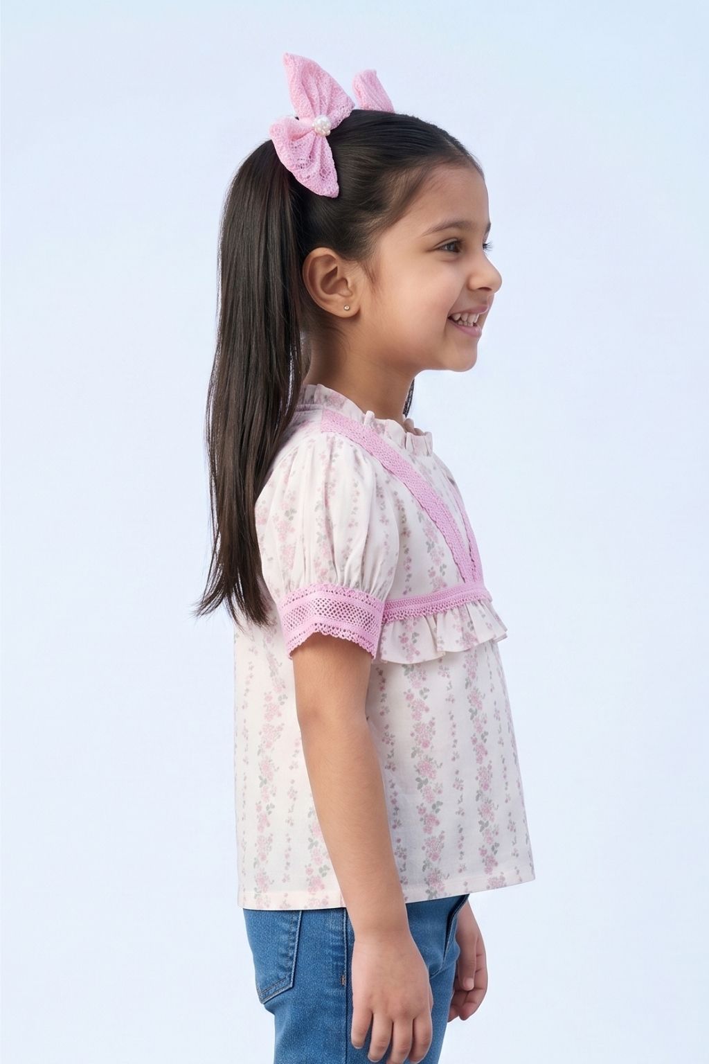 Pink Elegant Lace Floral Top TG6355