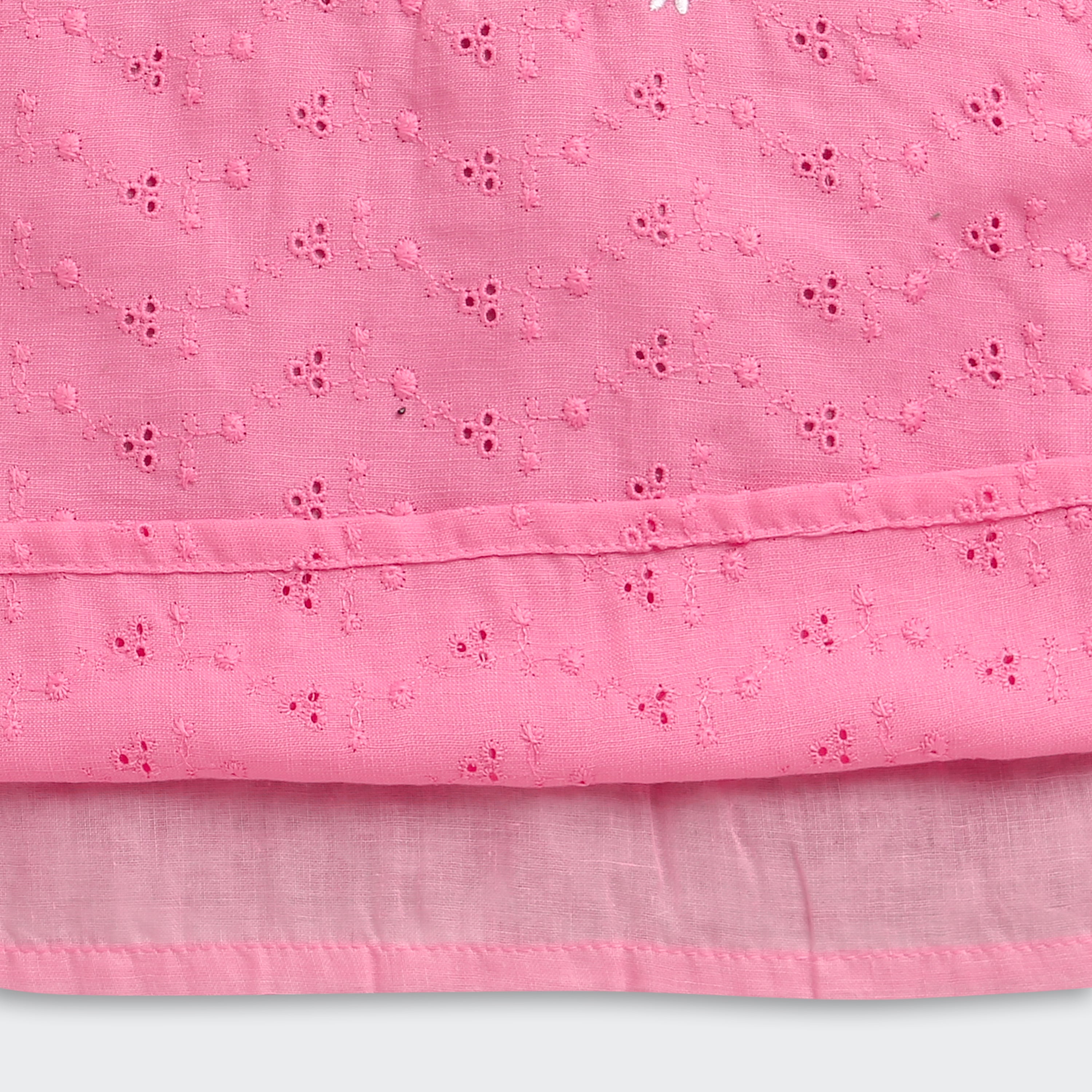 Pink Floral Embroidered Eyelet Cotton Top TG6356