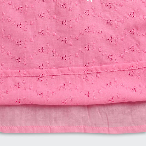 Pink Floral Embroidered Eyelet Cotton Top TG6356
