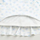 Girls Blue Floral Printed Peplum Top with Ruffle Sleeves TG6358