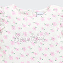Pink Floral Printed Peplum Top with Ruffle Sleeves TG6358