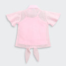 Light Pink Short Sleeve Tie-Front Shirt for Girls| Trendy Girls Outfit Online | Kids