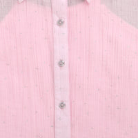 Light Pink Short Sleeve Tie-Front Shirt for Girls| Trendy Girls Outfit Online | Kids