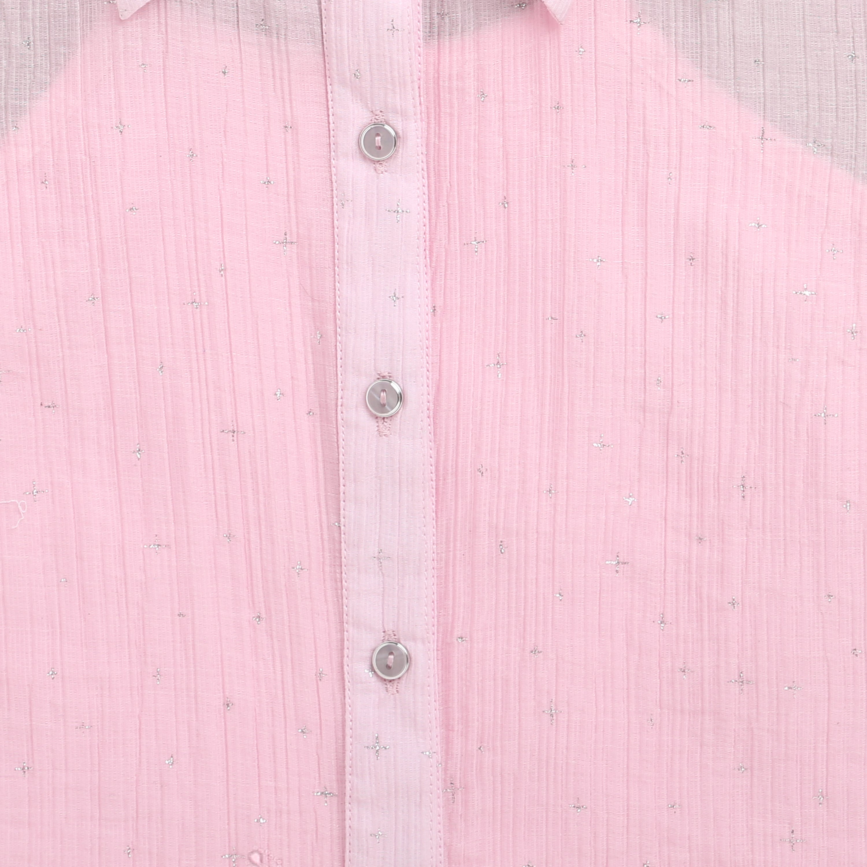 Light Pink Short Sleeve Tie-Front Shirt for Girls| Trendy Girls Outfit Online | Kids