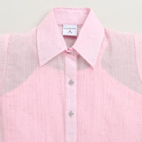 Light Pink Short Sleeve Tie-Front Shirt for Girls| Trendy Girls Outfit Online | Kids
