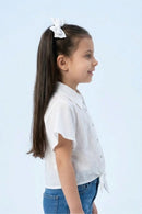 White Cotton Tie-Up Shirt with Flutter Sleeves TG6360