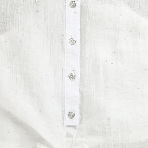 White Cotton Tie-Up Shirt with Flutter Sleeves TG6360
