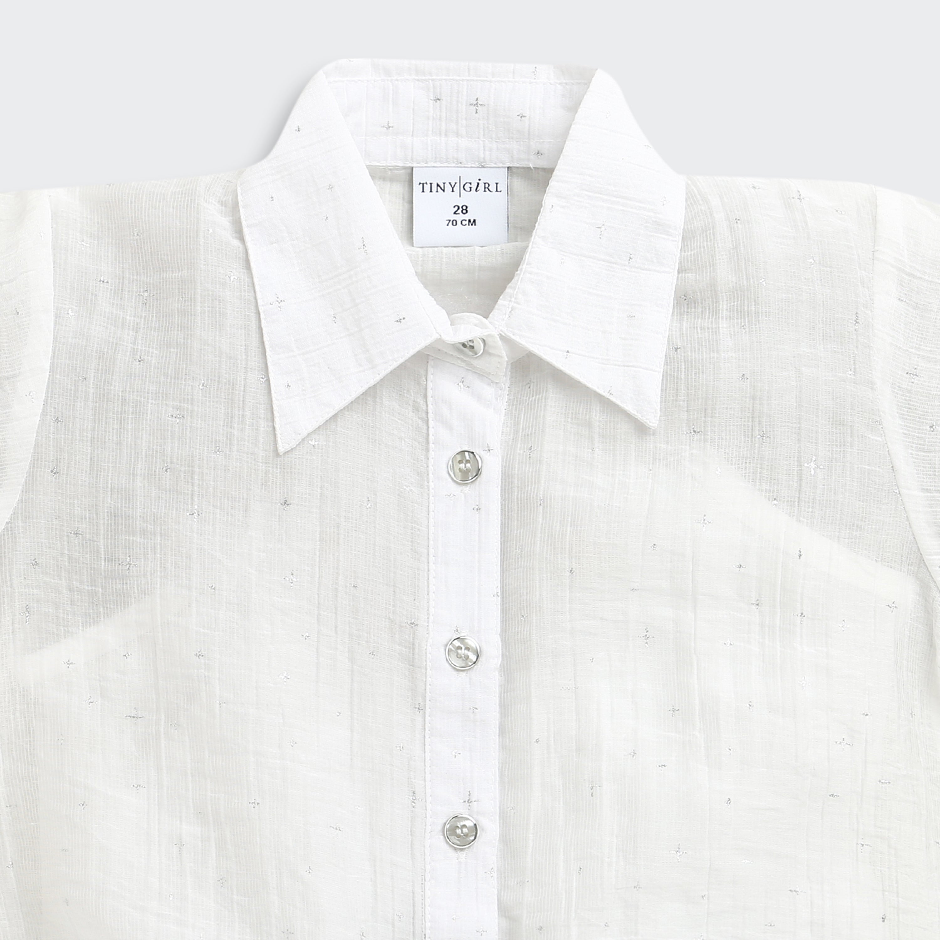White Cotton Tie-Up Shirt with Flutter Sleeves TG6360