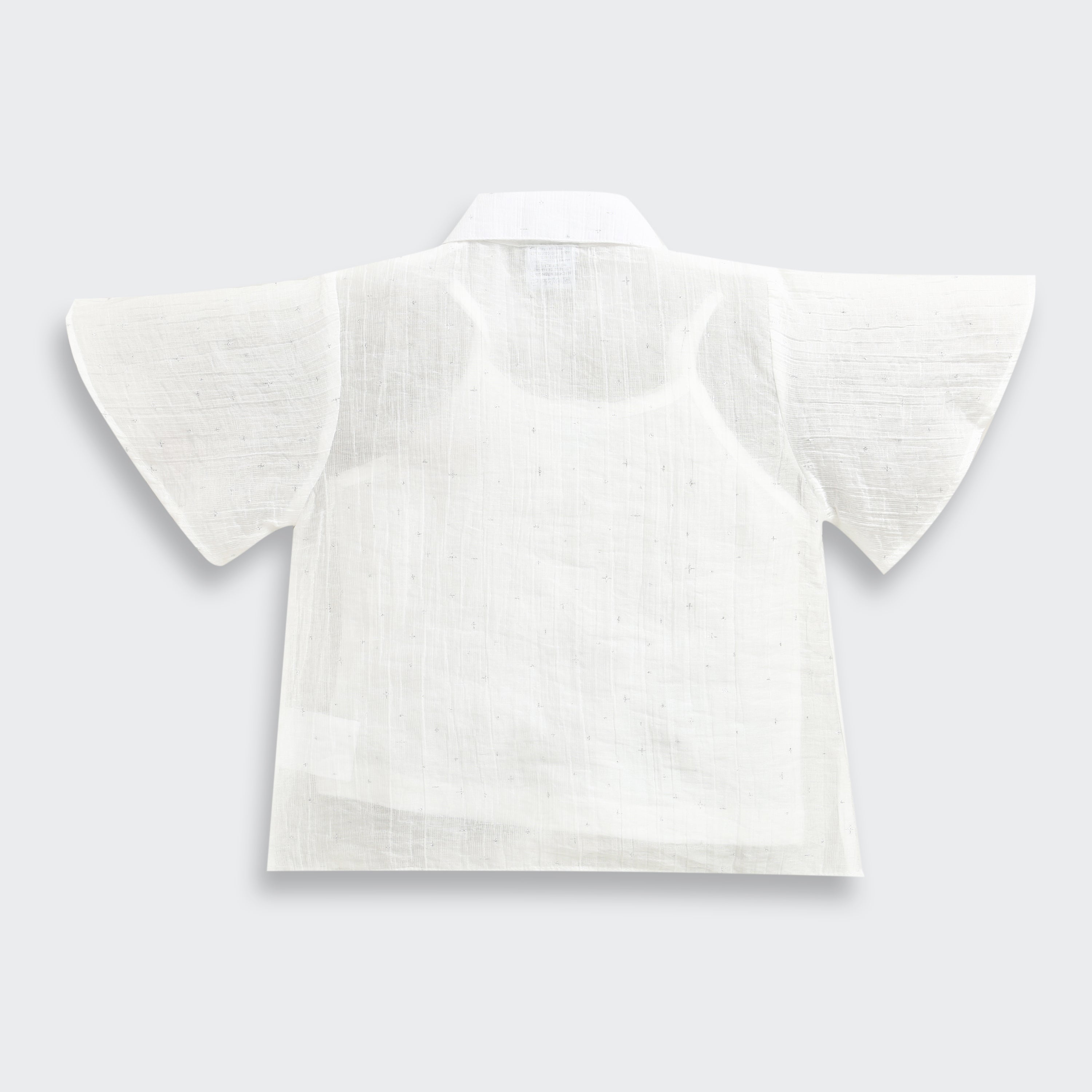 White Cotton Tie-Up Shirt with Flutter Sleeves TG6360